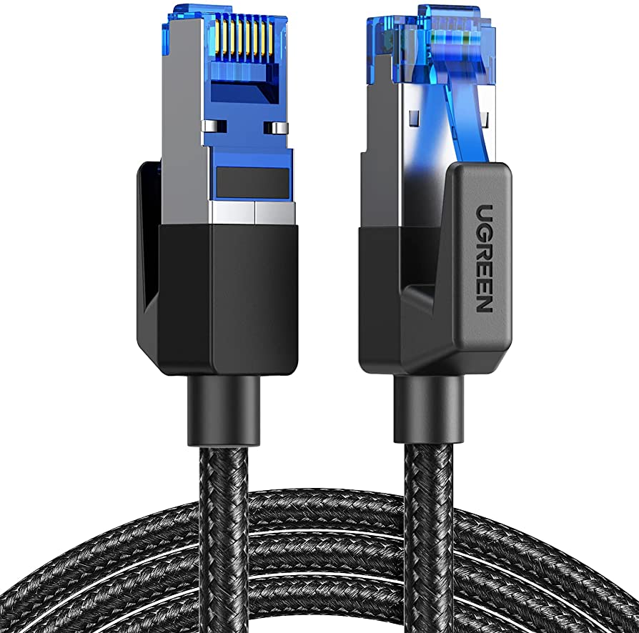 UGREEN Ethernet Cable CAT8 40Gbps 2000MHz CAT 8 Networking Nylon Braided Internet Lan Cord for Laptops PS4 Router RJ45 Network Cable